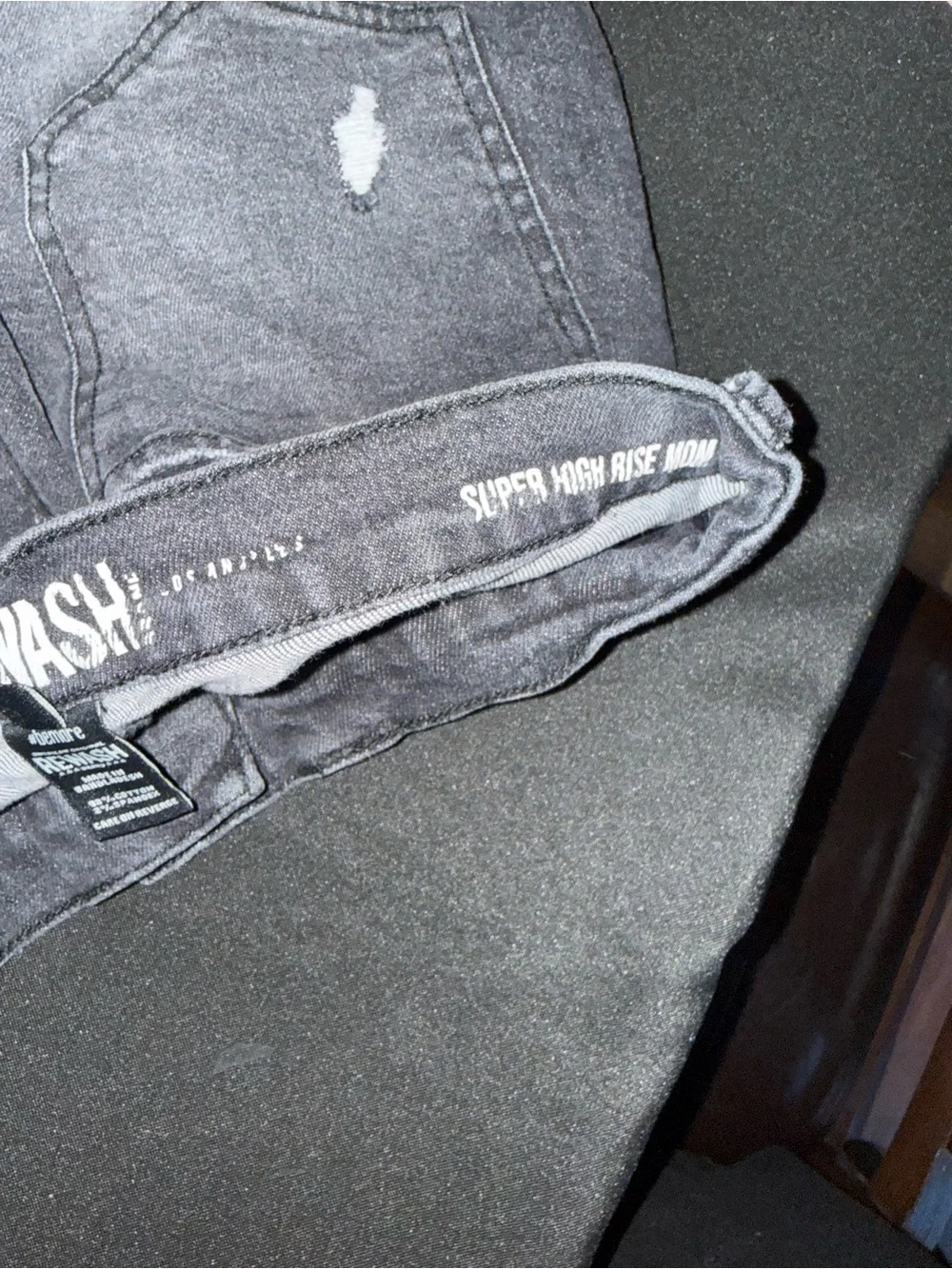 Distressed Black Denim Shorts